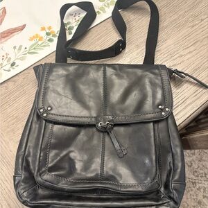 The Sak Black Leather Shoulder Bag with Knot Detail
